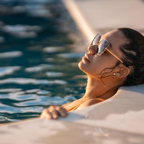 a person in a pool